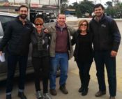 In Salta Province, Argentina,
L-R: Roman Kutnowski (USDBC Regional Representative, Ellen Levinson (USDBC International Representative), Marco Antonio Macina (Local Producer), Cindi
Allen (U.S. Producer) and Esteban Guerineau (Agronomist for a local farm)